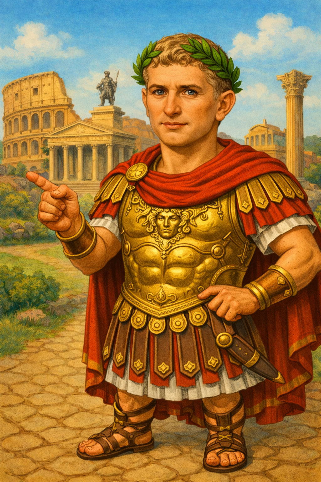 Cartoon portrait of Augustus Caesar