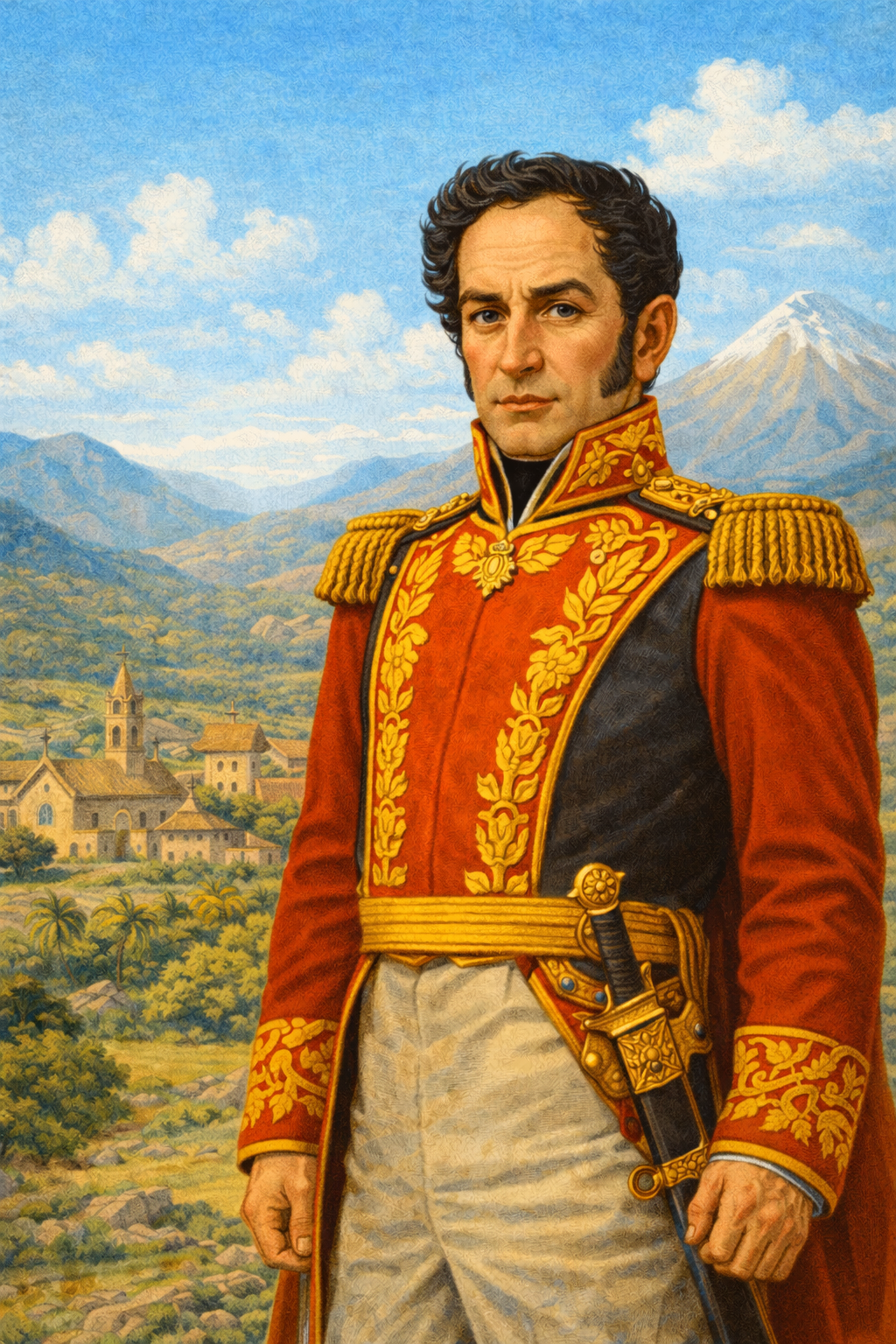 Cartoon portrait of Simón Bolívar