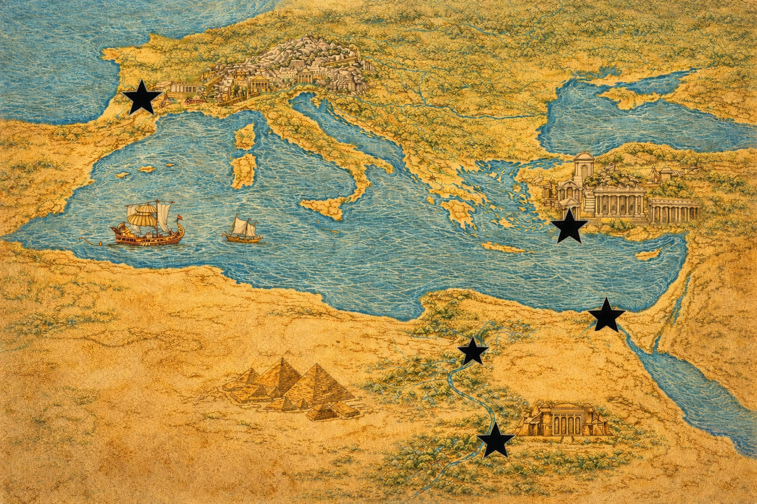 Map showing Egypt and key places in Cleopatra's life