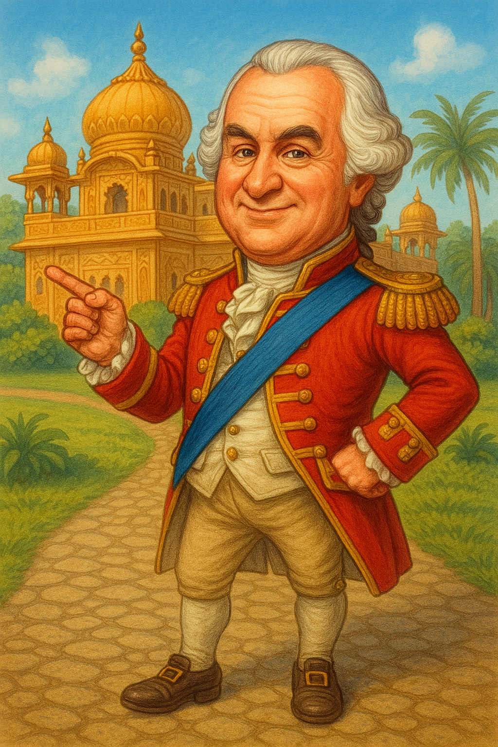 Cartoon portrait of Clive of India