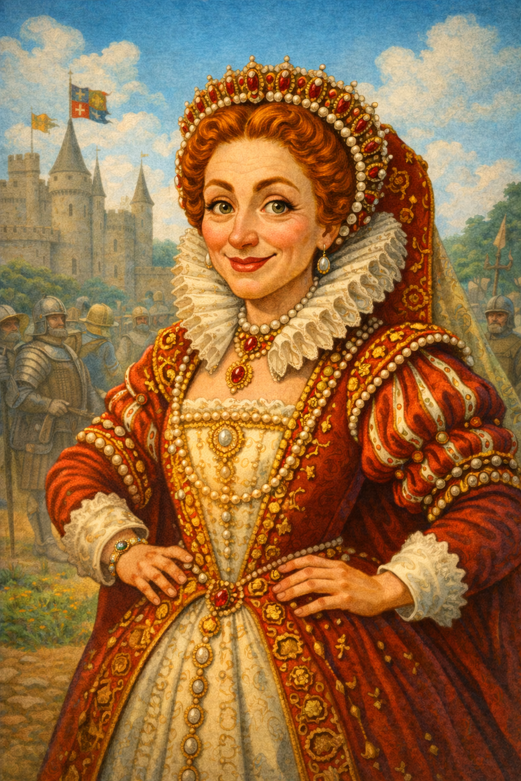 Cartoon portrait of Queen Elizabeth I