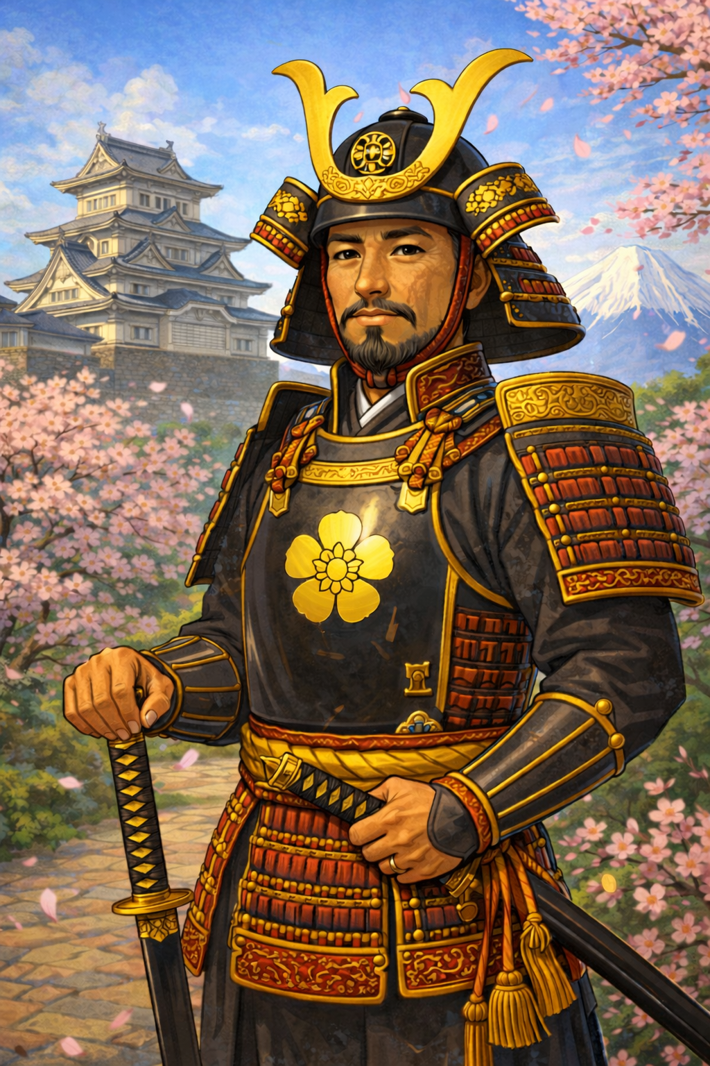 Cartoon portrait of Tokugawa Ieyasu