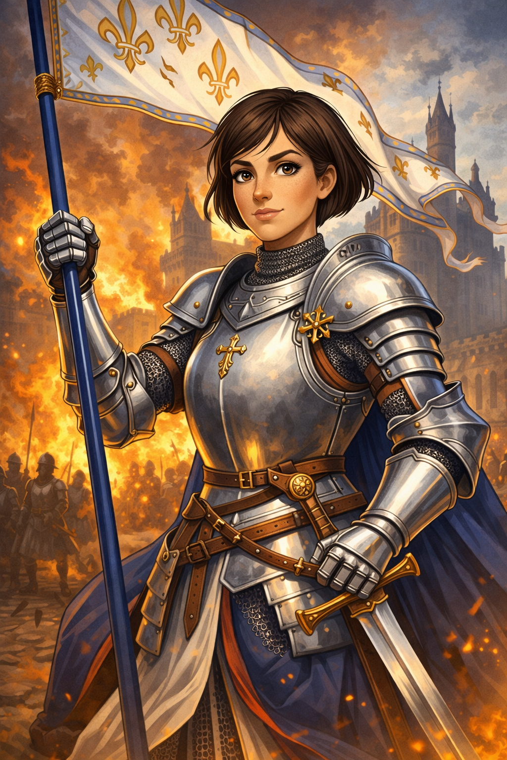 Cartoon portrait of Joan of Arc