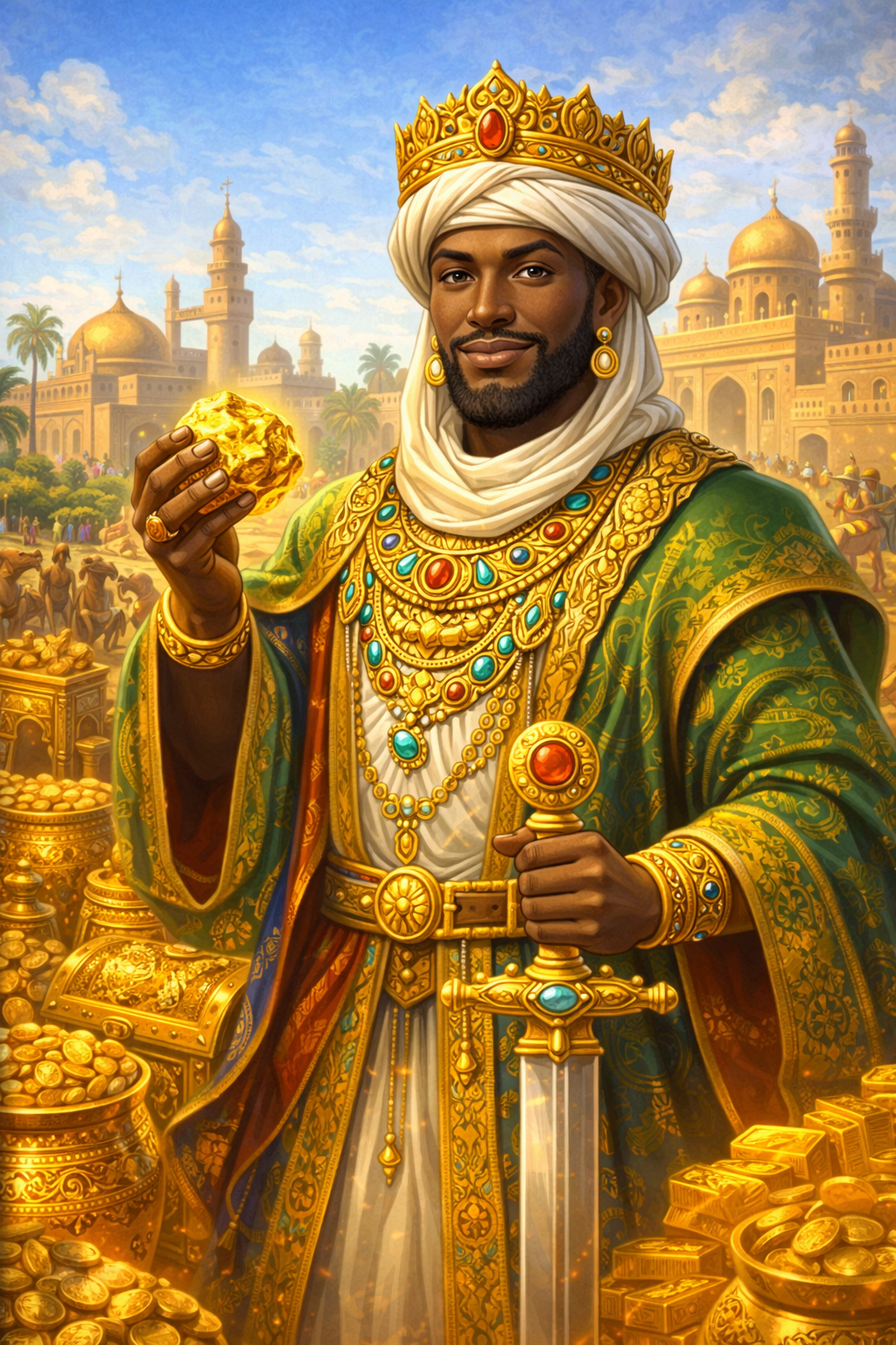 Cartoon portrait of Mansa Musa