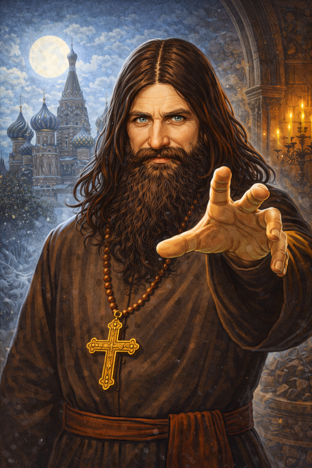 Cartoon portrait of Rasputin